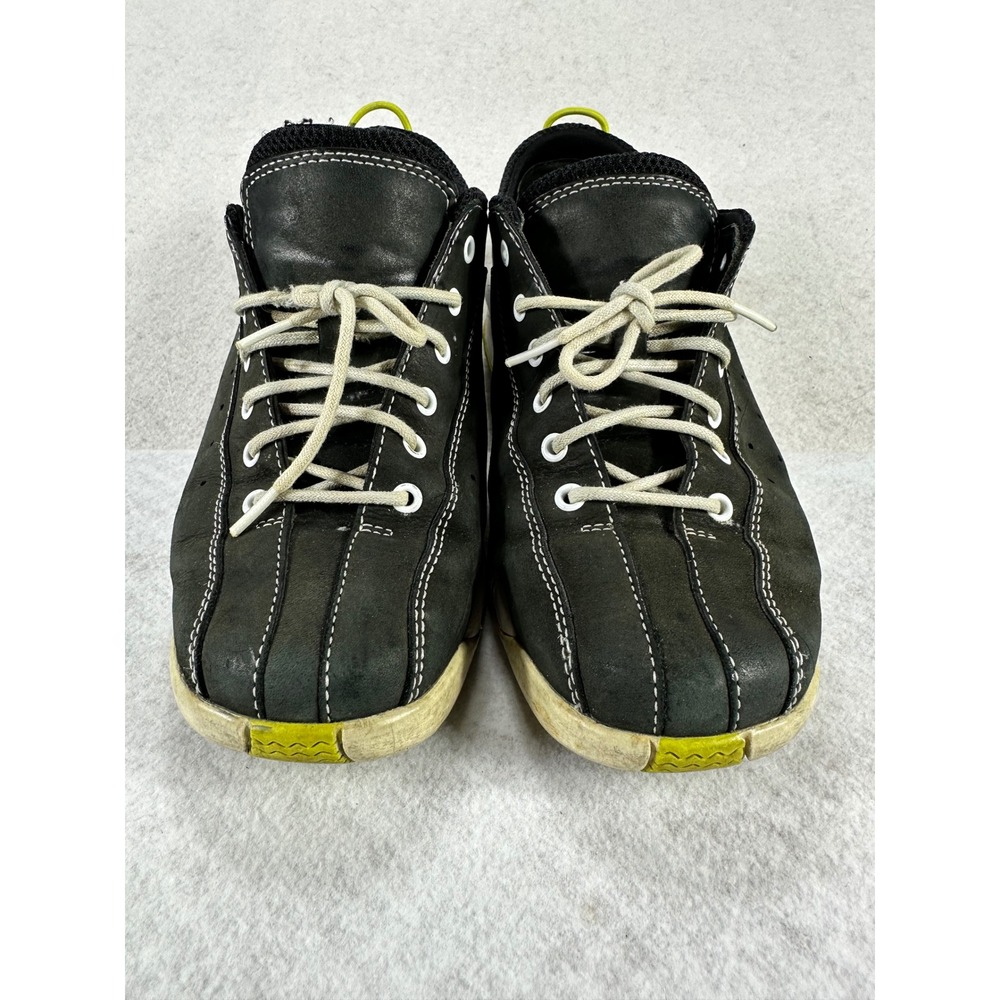 Cole Haan Nike Air Womens Black Leather Lime Green Low Top Sneakers 8.5